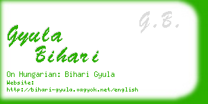 gyula bihari business card